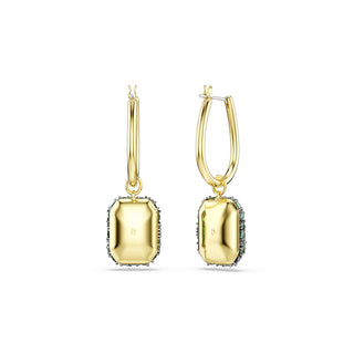 Sublima drop earrings, Octagon cut, Green, 18K gold finish