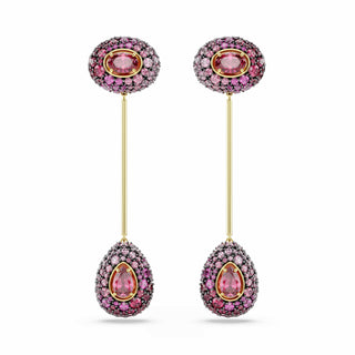 Sublima drop earrings, Pear cut, Red, 18K gold finish