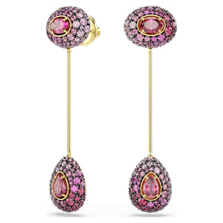 Sublima drop earrings, Pear cut, Red, 18K gold finish