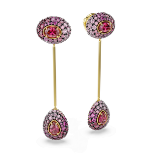 Sublima drop earrings, Pear cut, Red, 18K gold finish