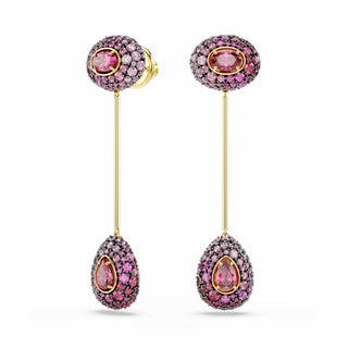 Sublima drop earrings, Pear cut, Red, 18K gold finish