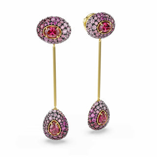Sublima drop earrings, Pear cut, Red, 18K gold finish
