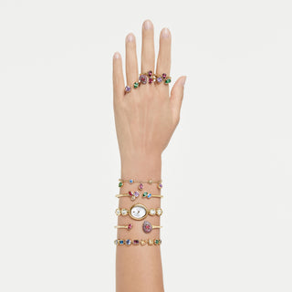 Sublima bangle, Pear cut, Red, 18K gold finish