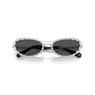 Sunglasses, Oval shape, 2 in 1 clip-on, SK7044, Silver tone