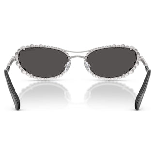 Sunglasses, Oval shape, 2 in 1 clip-on, SK7044, Silver tone