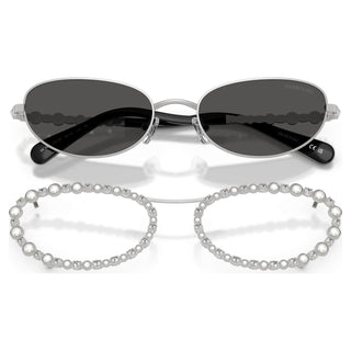 Sunglasses, Oval shape, 2 in 1 clip-on, SK7044, Silver tone