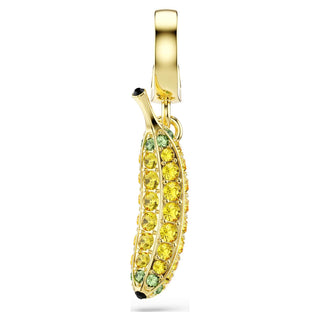 Minions Banana charm, Pavé, Yellow, 18K gold finish