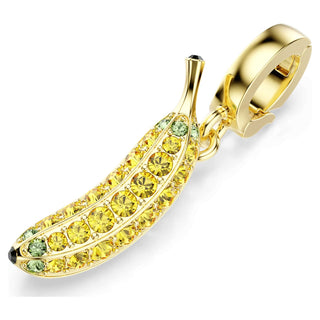 Minions Banana charm, Pavé, Yellow, 18K gold finish