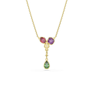Imber Y pendant, Mixed cuts, Multicolored, 18K gold finish