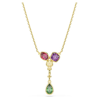 Imber Y pendant, Mixed cuts, Multicolored, 18K gold finish