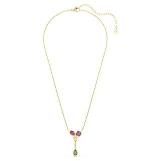Imber Y pendant, Mixed cuts, Multicolored, 18K gold finish