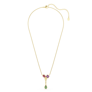 Imber Y pendant, Mixed cuts, Multicolored, 18K gold finish