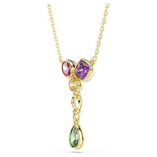Imber Y pendant, Mixed cuts, Multicolored, 18K gold finish
