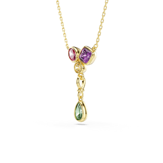 Imber Y pendant, Mixed cuts, Multicolored, 18K gold finish