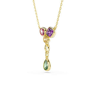 Imber Y pendant, Mixed cuts, Multicolored, 18K gold finish