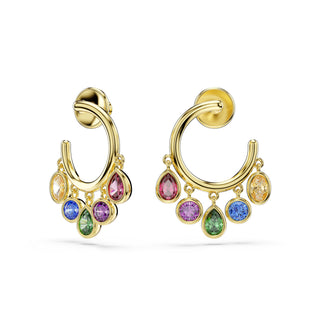 Imber hoop earrings, Mixed cuts, Multicolored, 18K gold finish
