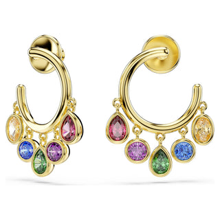 Imber hoop earrings, Mixed cuts, Multicolored, 18K gold finish