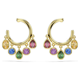 Imber hoop earrings, Mixed cuts, Multicolored, 18K gold finish