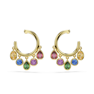 Imber hoop earrings, Mixed cuts, Multicolored, 18K gold finish