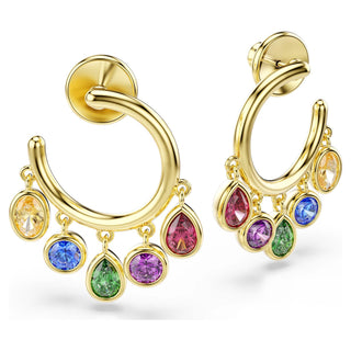 Imber hoop earrings, Mixed cuts, Multicolored, 18K gold finish