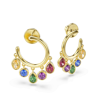 Imber hoop earrings, Mixed cuts, Multicolored, 18K gold finish