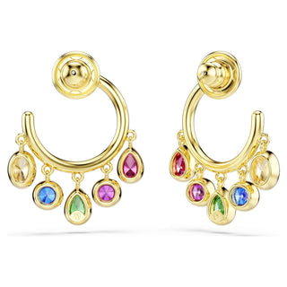 Imber hoop earrings, Mixed cuts, Multicolored, 18K gold finish