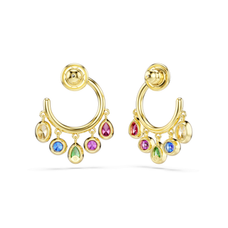 Imber hoop earrings, Mixed cuts, Multicolored, 18K gold finish