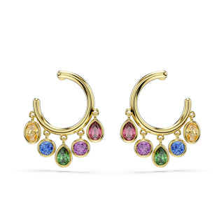 Imber hoop earrings, Mixed cuts, Multicolored, 18K gold finish