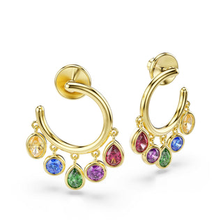 Imber hoop earrings, Mixed cuts, Multicolored, 18K gold finish