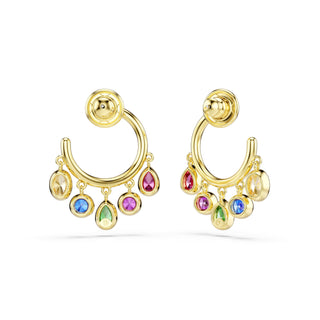 Imber hoop earrings, Mixed cuts, Multicolored, 18K gold finish