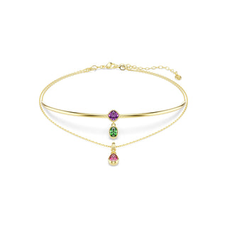Imber layered necklace, Mixed cuts, Multicolored, 18K gold finish