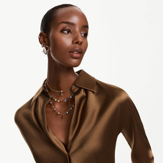 Imber layered necklace, Mixed cuts, Multicolored, 18K gold finish