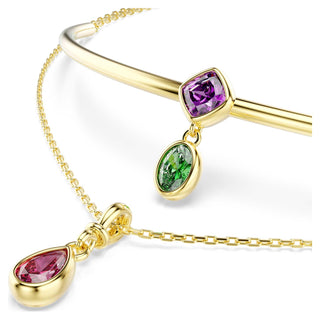 Imber layered necklace, Mixed cuts, Multicolored, 18K gold finish