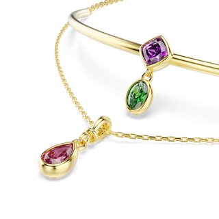 Imber layered necklace, Mixed cuts, Multicolored, 18K gold finish