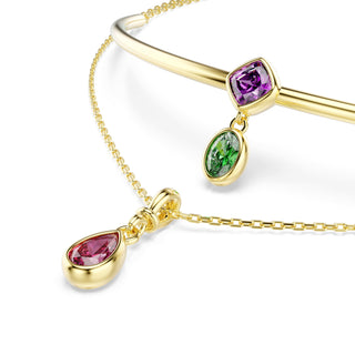 Imber layered necklace, Mixed cuts, Multicolored, 18K gold finish