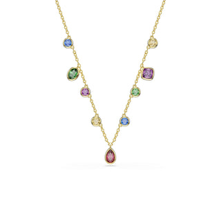 Imber necklace, Mixed cuts, Multicolored, 18K gold finish