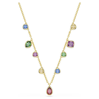 Imber necklace, Mixed cuts, Multicolored, 18K gold finish