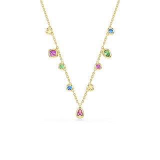 Imber necklace, Mixed cuts, Multicolored, 18K gold finish