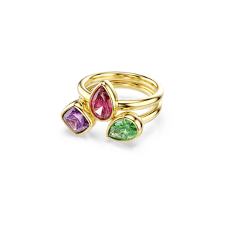 Imber cocktail ring, Set (2), Mixed cuts, Multicolored, 18K gold finish