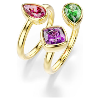 Imber cocktail ring, Set (2), Mixed cuts, Multicolored, 18K gold finish