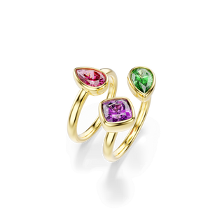 Imber cocktail ring, Set (2), Mixed cuts, Multicolored, 18K gold finish