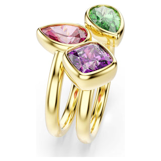 Imber cocktail ring, Set (2), Mixed cuts, Multicolored, 18K gold finish
