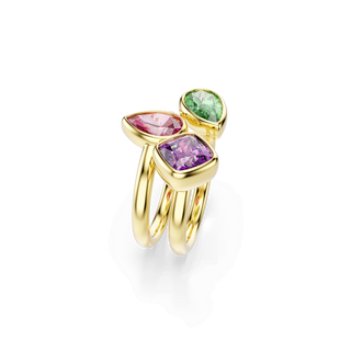 Imber cocktail ring, Set (2), Mixed cuts, Multicolored, 18K gold finish