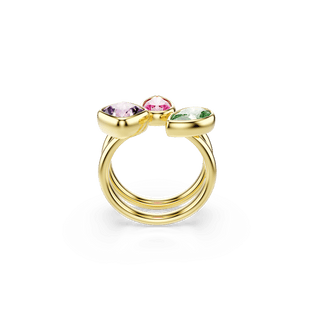 Imber cocktail ring, Set (2), Mixed cuts, Multicolored, 18K gold finish