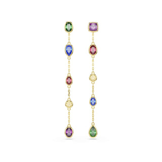 Imber drop earrings, Mixed cuts, Multicolored, 18K gold finish