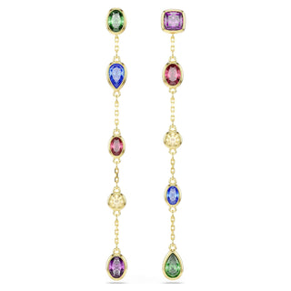 Imber drop earrings, Mixed cuts, Multicolored, 18K gold finish