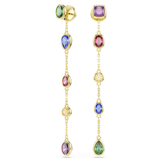 Imber drop earrings, Mixed cuts, Multicolored, 18K gold finish