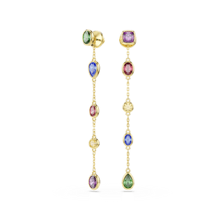 Imber drop earrings, Mixed cuts, Multicolored, 18K gold finish