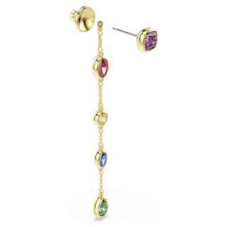 Imber drop earrings, Mixed cuts, Multicolored, 18K gold finish