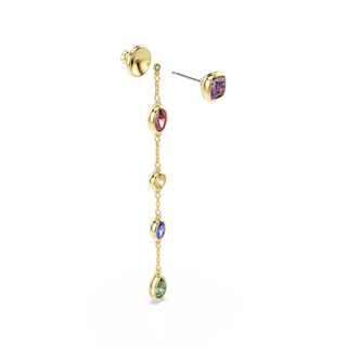 Imber drop earrings, Mixed cuts, Multicolored, 18K gold finish